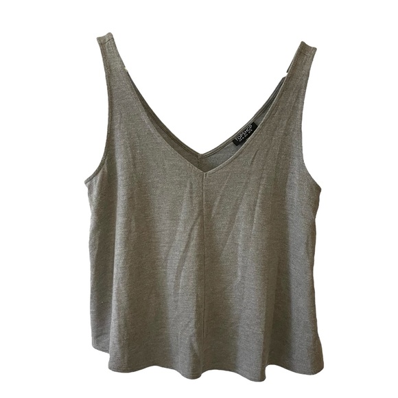 Topshop Tops - Topshop Grey V-Neck Sleeveless Crop Tank Top, US6